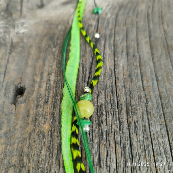 Boho Feder Haarclip mit echten Steinen und Charms