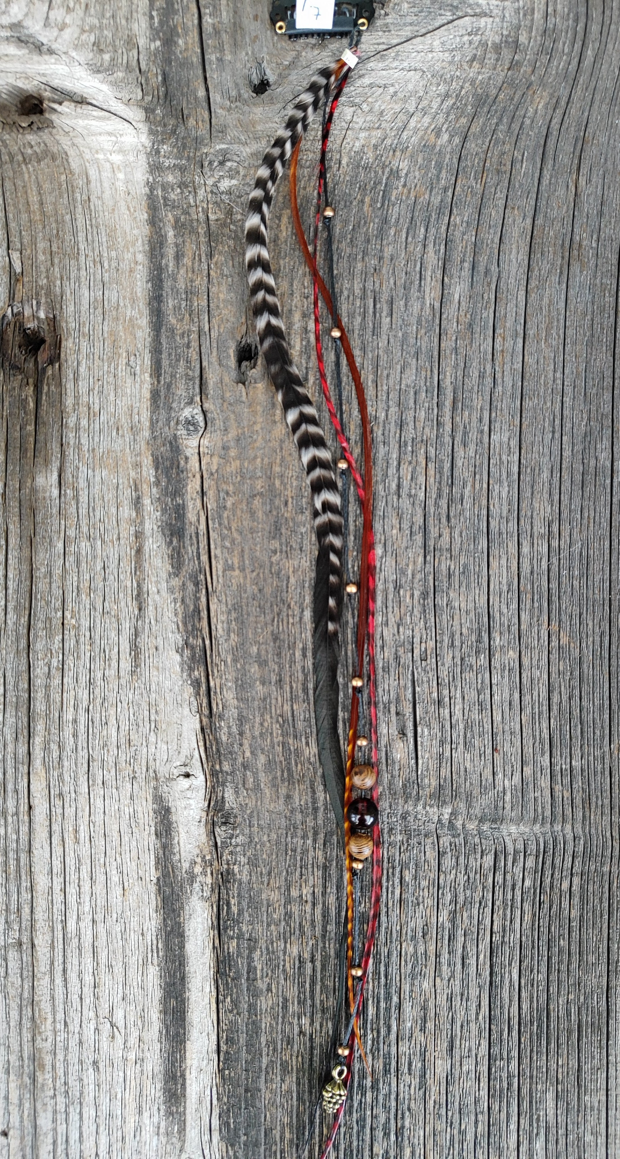 Boho Feder Haarclip mit echten Steinen und Charms